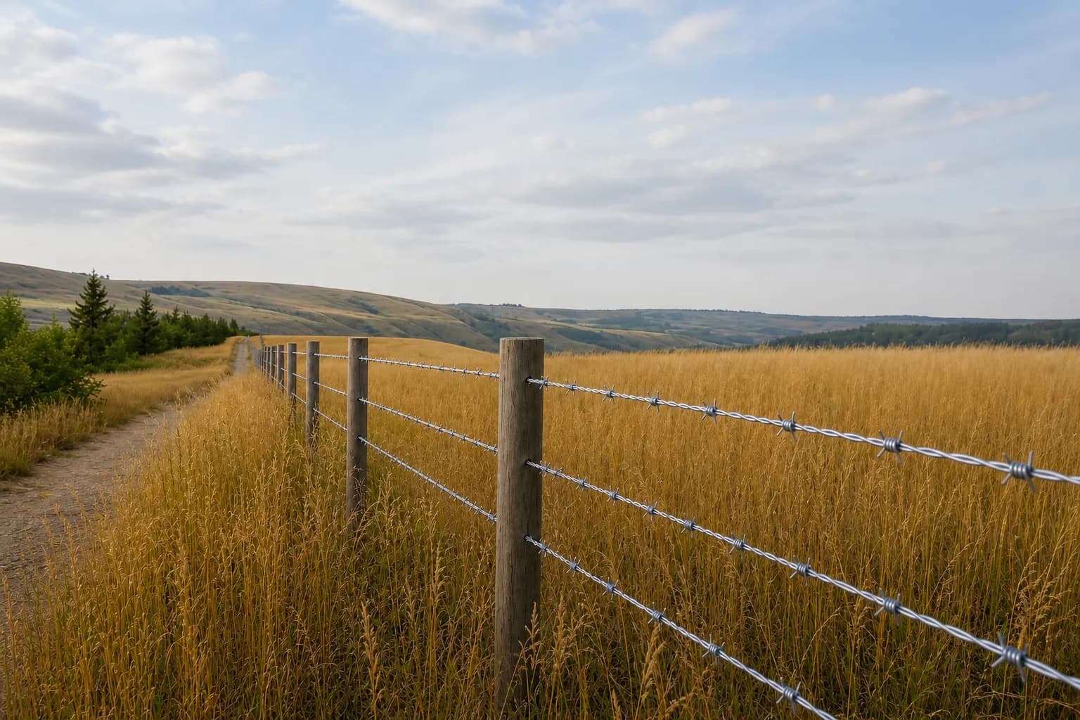 Barbed Wire install by A Class Fencing in Calgary